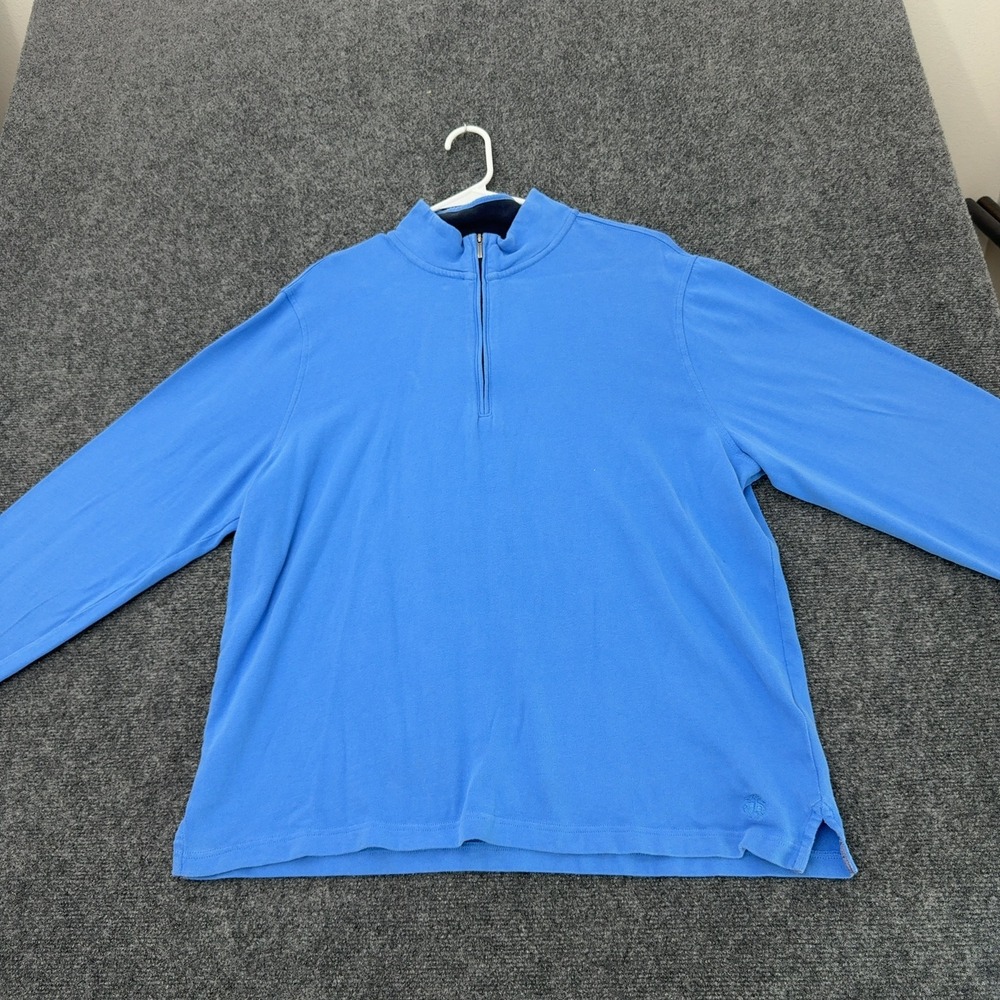 Brooks Brothers Pullover Men XL Blue Cotton Quarter Zip Mock Neck Preppy Classic